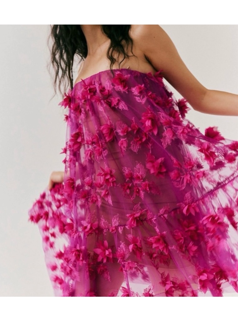 Helsi Bianca Strapless 3d Floral Mini Dress